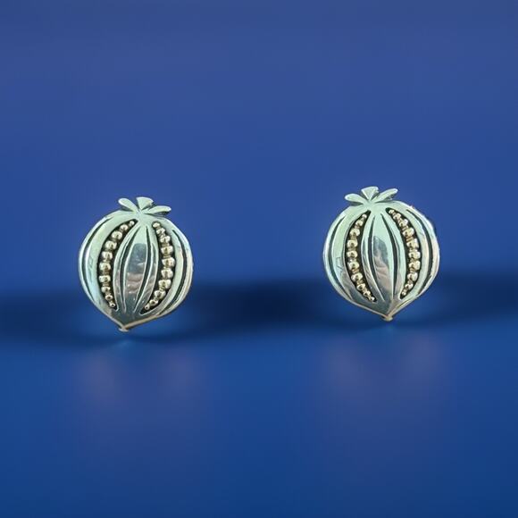 Pre Owned James Avery Retired Silver & 14k Gold Pomegranate French Clip Earrings - Picture 1 of 4